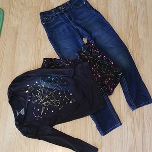 Lot of pjs and stretchy skinny Jean's girls 12